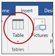 Insert table button