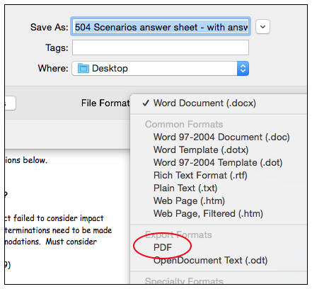 Mac save as PDF