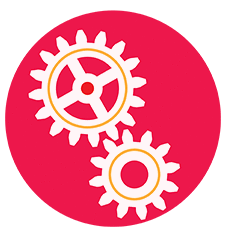 Math and Engineering interest area icon, circle with gears