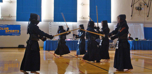 Kendo club members in action