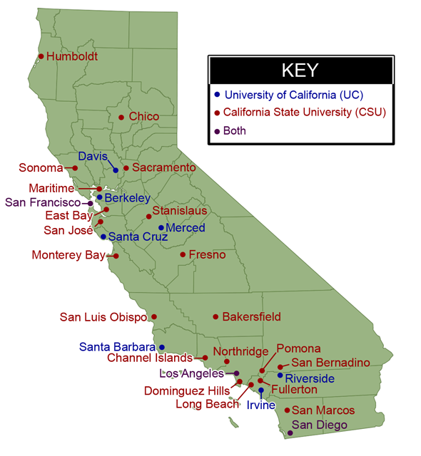 UC and CSU Map