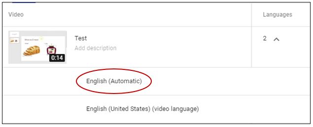 English automatic option