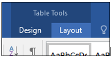table tools layout tab