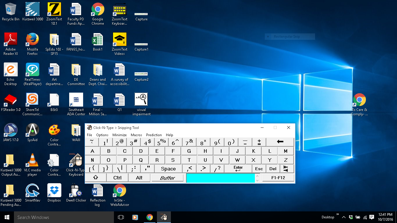 screenshot of on screen keyboard 