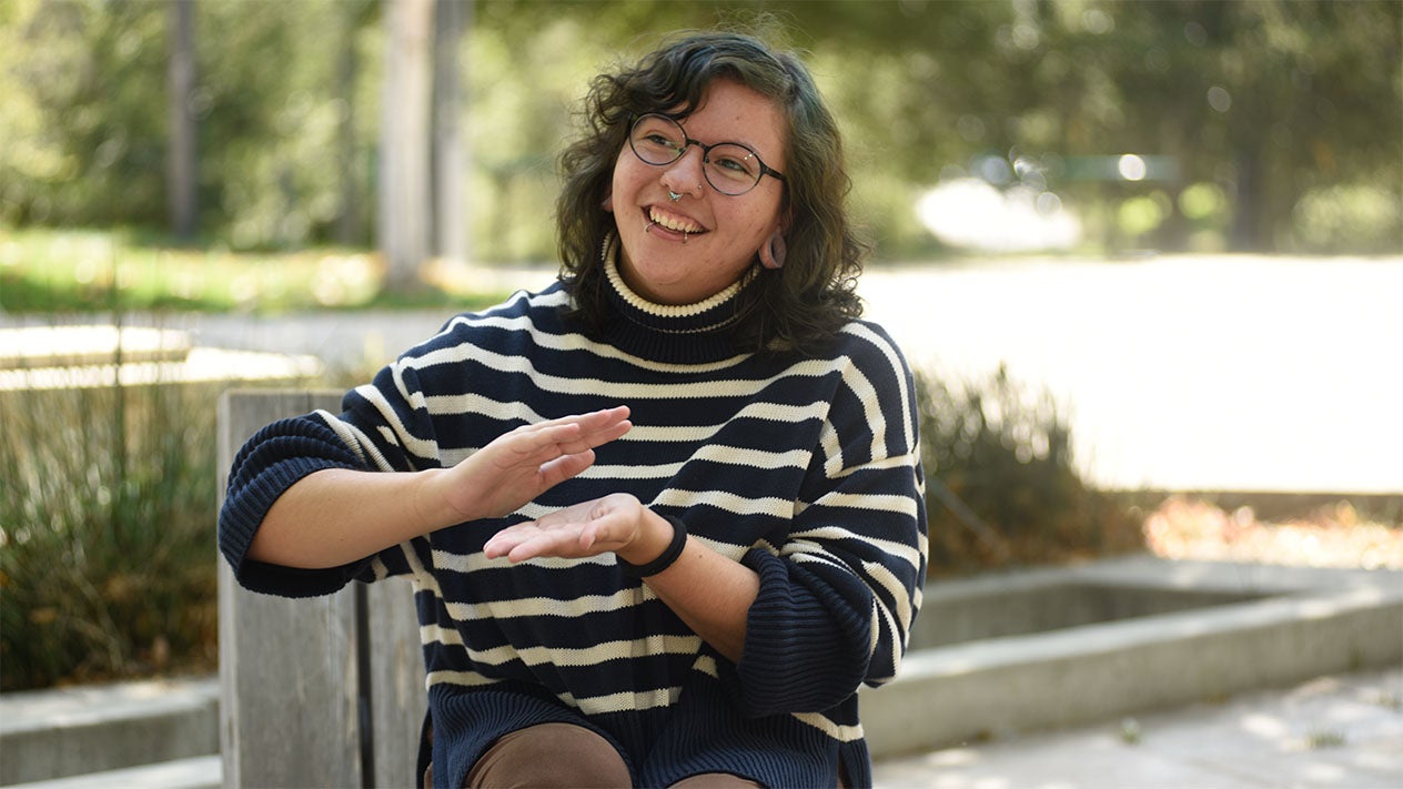 A DVC American Sign Language student.