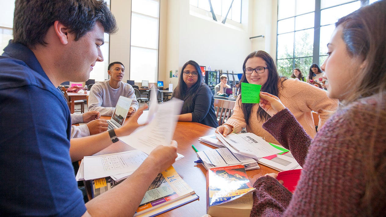 DVC students studying together.