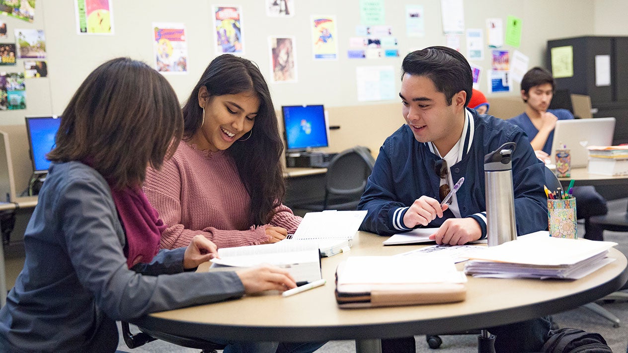 Students studying together.