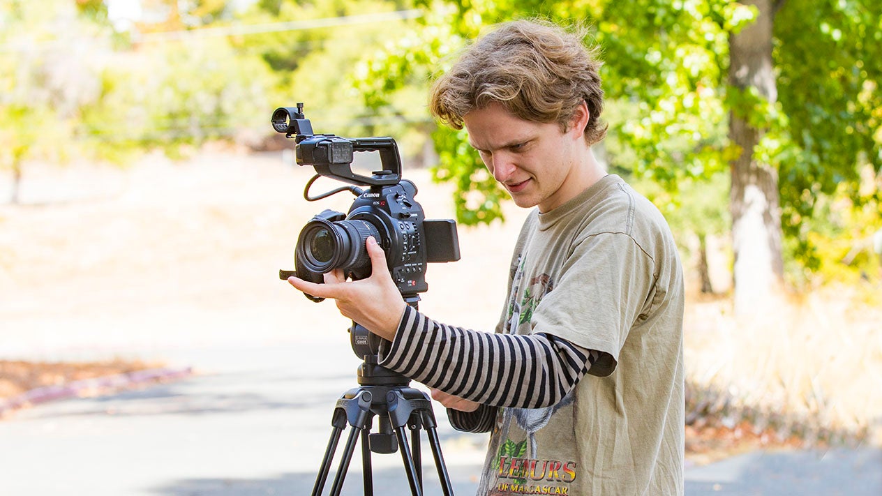 A student videographer at DVC.
