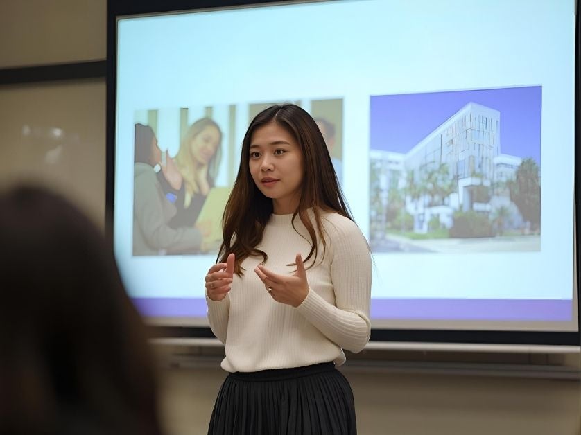 Student giving a presentation