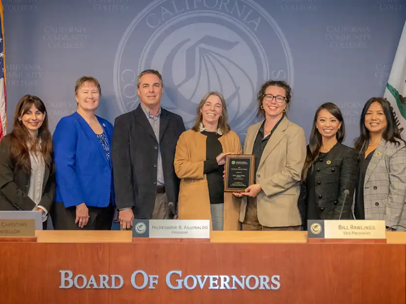 DVC faculty and staff receiving an award at the California Community Colleges Board of Governors