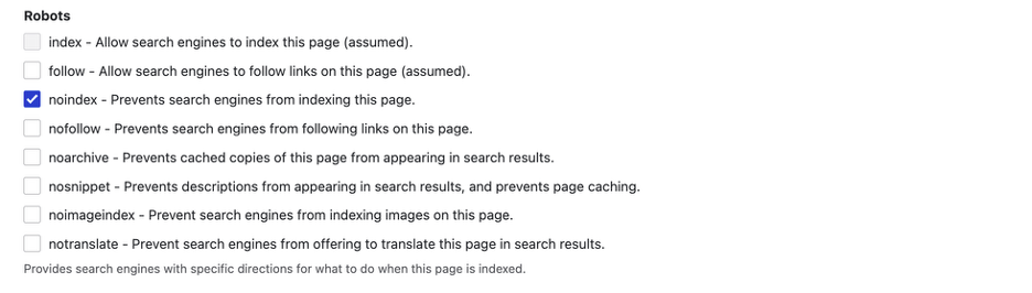 Screenshot of the Taxonomy Terms default Metatag settings in the Views edit screen