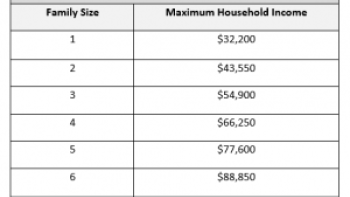 Example of a qualifying maximum household income spreadsheet