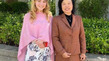 Chinese Professor Huiqin An and student Beatrix Leonards.