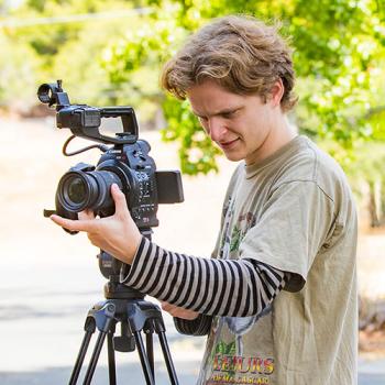 A student videographer at DVC.