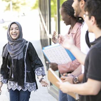 Photo of DVC students welcoming each other