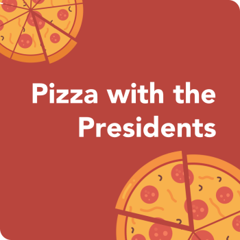 DVC pizza with the presidents logo