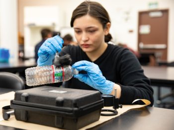 Student taking fingerprints