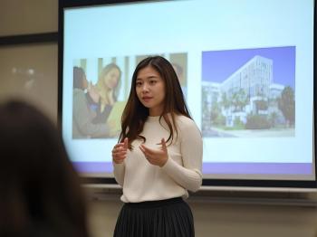 Student giving a presentation