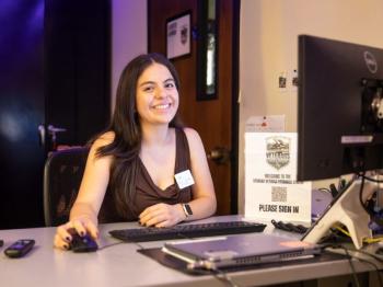 Architectural design major and U.S. Army dependent Allyson Chombo working in the SVRC