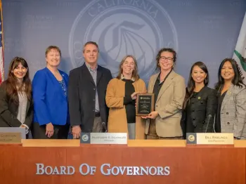 DVC faculty and staff receiving an award at the California Community Colleges Board of Governors